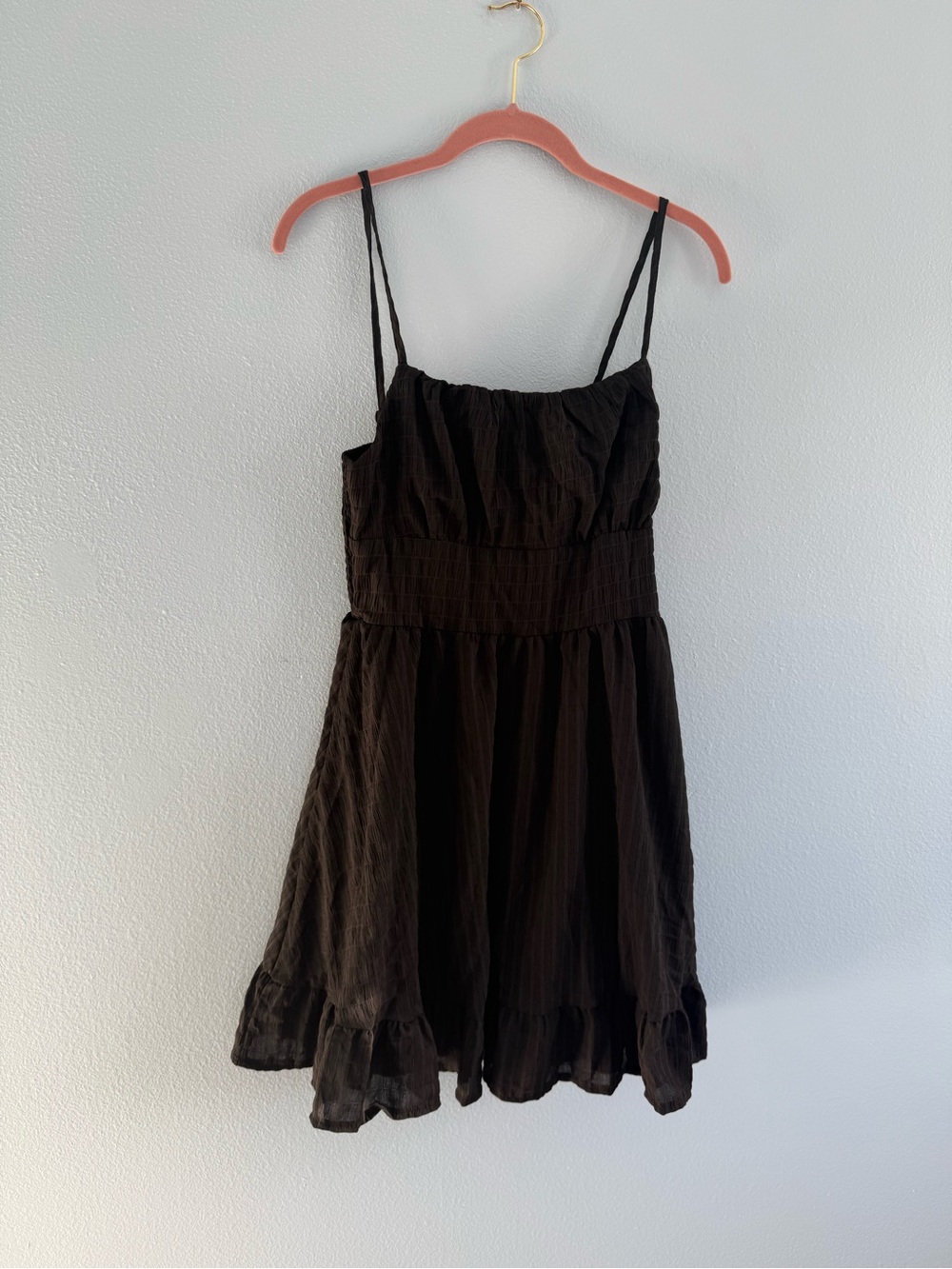Black Textured Spaghetti Strap Dress NWOT